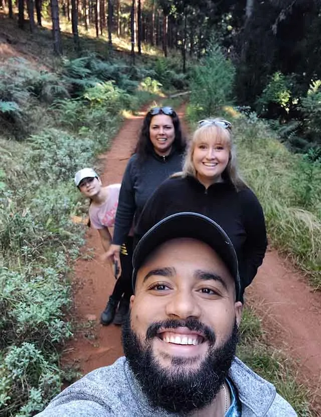 Justin Booysen with 3 others in a forest